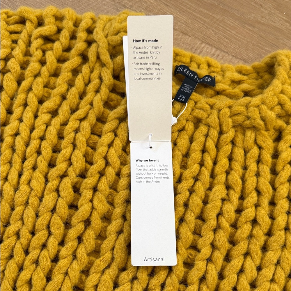 Eileen Fisher Yellow Chunky Knit Alpaca Sweater - Picture 5 of 7